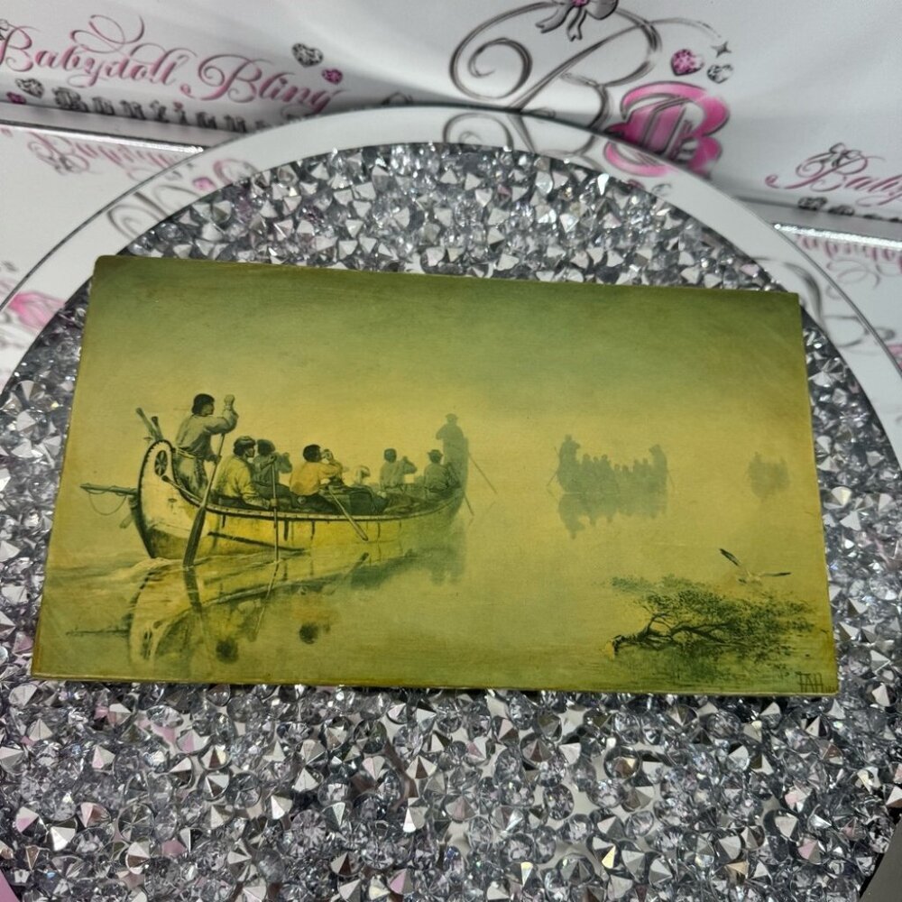 Wall art vintage decor paddle pioneer style Vintage Green Scenic Art Print fog